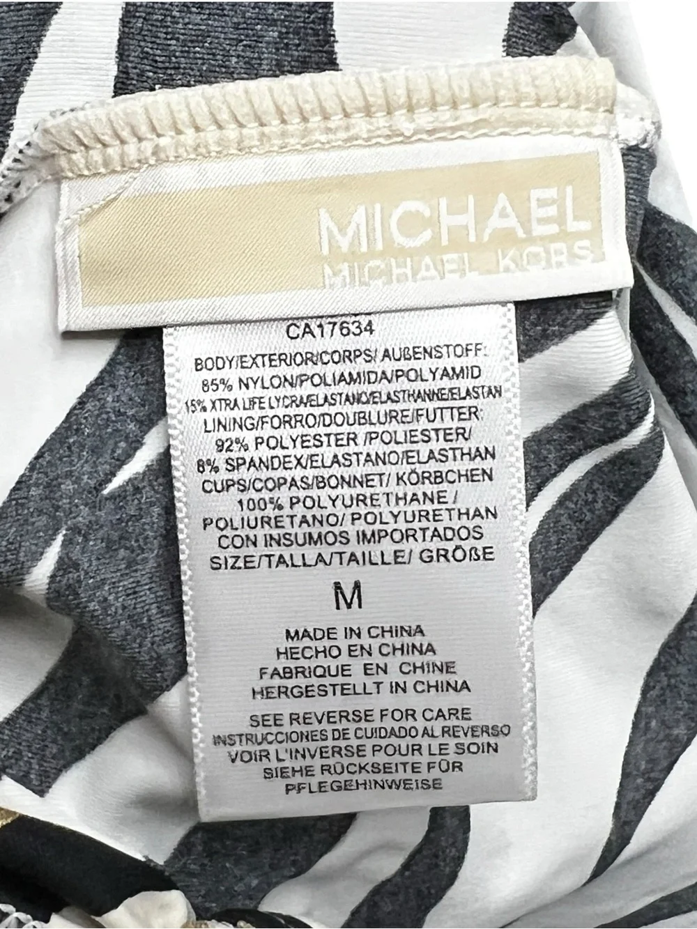 🌻NEW w/tag Michael Kors Zebra Print Tie Front Halter Tankini Swim Top Size M